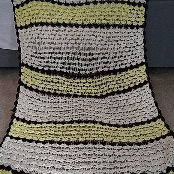 𝅺vintage 70's Crochet Striped Afghan Blanket - Picture 1 of 4